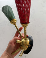 Load image into Gallery viewer, French Mid Century Double Wall Sconce In The Manner Of Mathieu Mategot
