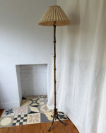 Load image into Gallery viewer, ON HOLD - Vintage Brass Faux Bamboo Floor Lamp In The Manner Of Maison Bagues
