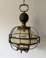 Load image into Gallery viewer, Vintage Caged Amber Bubble Glass Pendant Light
