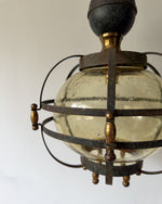 Load image into Gallery viewer, Vintage Caged Amber Bubble Glass Pendant Light
