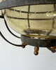 Vintage Caged Amber Bubble Glass Pendant Light