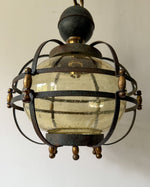 Load image into Gallery viewer, Vintage Caged Amber Bubble Glass Pendant Light
