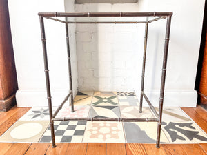 Vintage Brass Faux Bamboo Glass Top Table In The Manner Of Maison Jansen