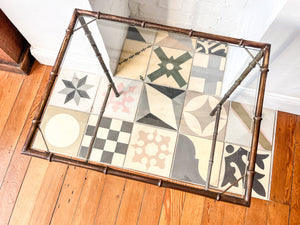 Vintage Brass Faux Bamboo Glass Top Table In The Manner Of Maison Jansen