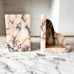 Load image into Gallery viewer, A Pair Of Vintage Pink Marble Bookends
