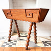 French Antique Wooden Planter With Bobbin Legs And Scalloping Detail