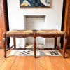 Antique French Bench With Rush Seat