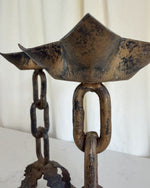 Load image into Gallery viewer, A Pair Of Large Brutalist Mid Century Wrought Iron Chain Candlesticks
