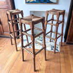 Load image into Gallery viewer, Tall French Vintage Bobbin Bar Stool With Rush Top
