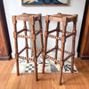 Tall French Vintage Bobbin Bar Stool With Rush Top