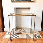 Load image into Gallery viewer, Italian Mid Century Brass Faux Bamboo Drinks Trolley
