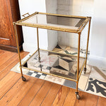 Load image into Gallery viewer, Italian Mid Century Brass Faux Bamboo Drinks Trolley
