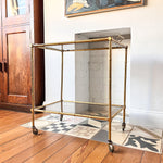 Load image into Gallery viewer, Italian Mid Century Brass Faux Bamboo Drinks Trolley
