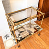 Italian Mid Century Brass Faux Bamboo Drinks Trolley