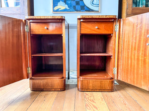 A Pair Of Art Deco Burr Walnut Bedside Cabinets