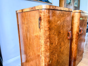 A Pair Of Art Deco Burr Walnut Bedside Cabinets