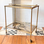 Load image into Gallery viewer, Italian Mid Century Brass Faux Bamboo Drinks Trolley

