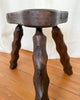 French Vintage Brutalist Stool With Carved Legs