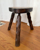 French Vintage Brutalist Stool With Carved Legs