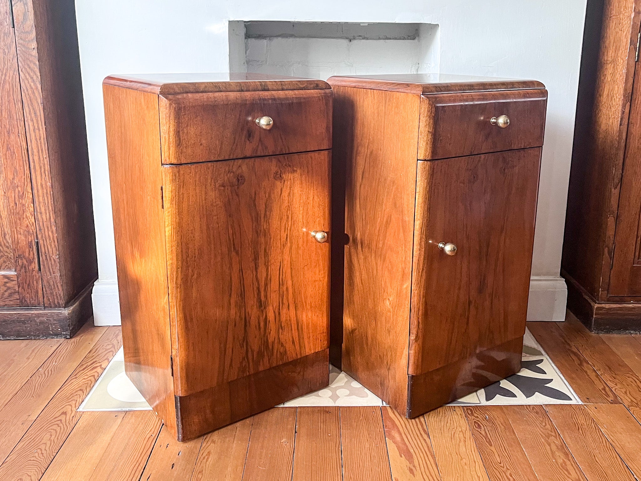 A Pair Of Mid Century Art Deco Revival Bedside Cabinets