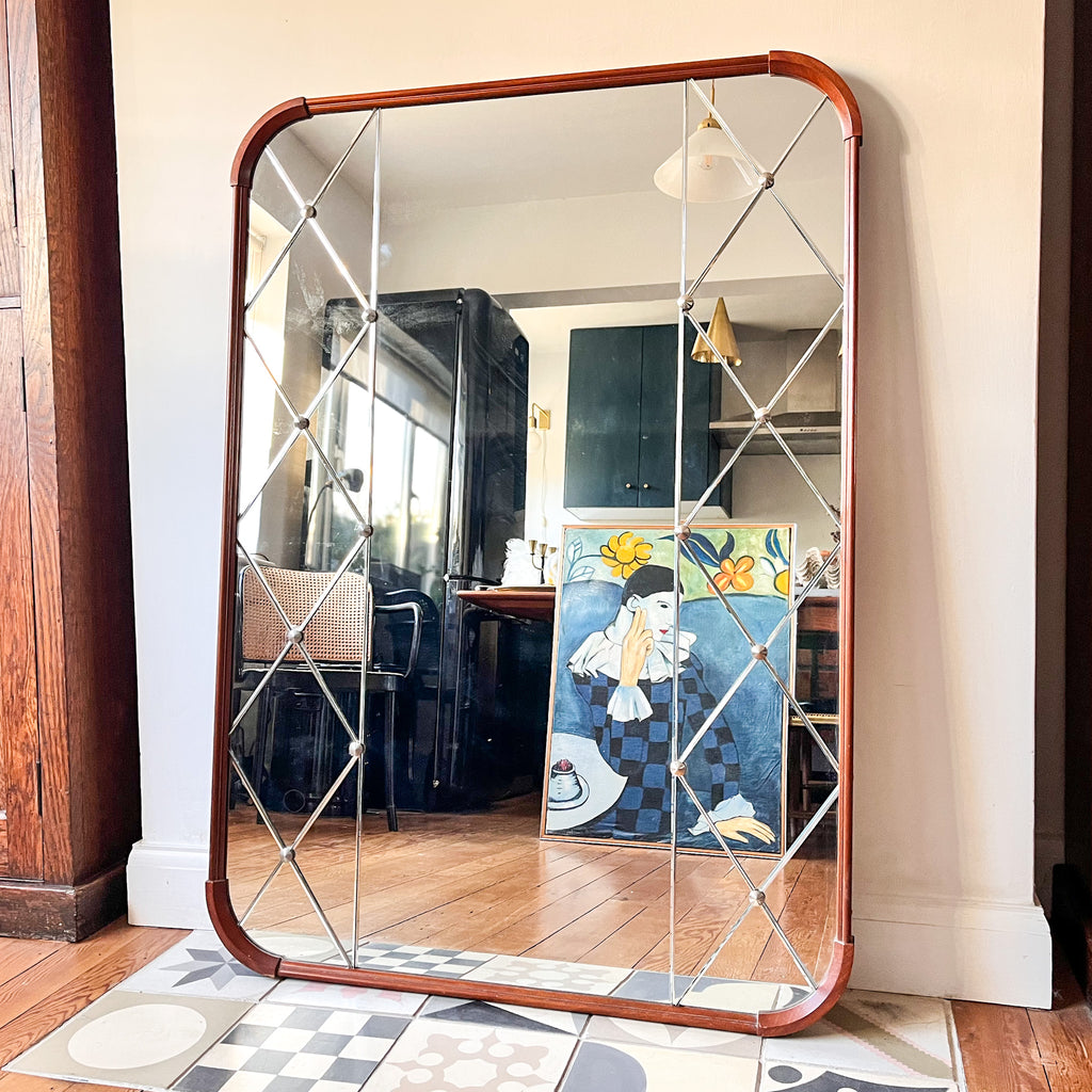 Large Swedish Glas & Tra Sectional Mirror Circa 1950s