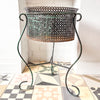 French Vintage Ornate Perforated Metal Planter