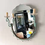 Load image into Gallery viewer, Mid Century French Wall Mirror In A Painted Frame With Sconces
