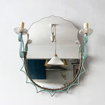 Load image into Gallery viewer, Mid Century French Wall Mirror In A Painted Frame With Sconces
