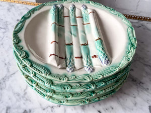 French Vintage Asparagus Majolica Plate By Longchamp Terre De Fer