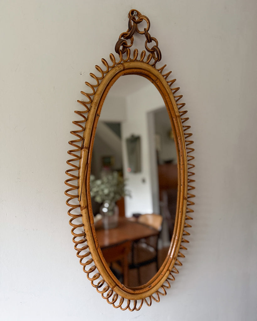 Mid-Century Italian Franco Albini Bamboo Wall Mirror