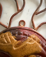 Load image into Gallery viewer, Vintage Painted Metal And Terracotta Sun Wall Hanging
