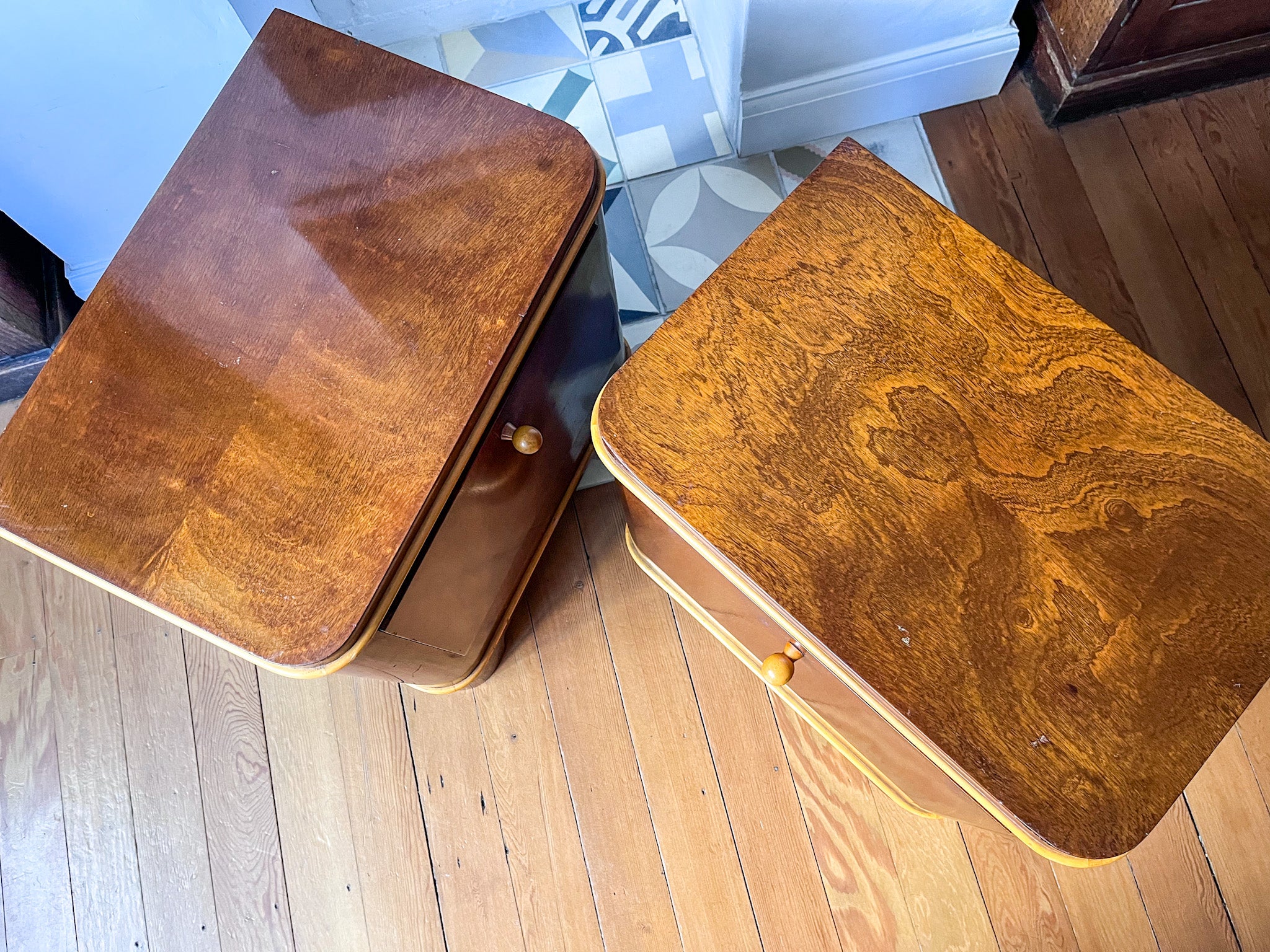 A Pair Of Vintage Art Deco Bedside Cabinets