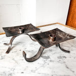 Load image into Gallery viewer, A Pair Of Brutalist Mid Century Wrought Iron Candlesticks
