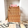 Vintage Three Tier Rattan Magazine Rack Attributed To Raoul Guys