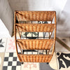 Vintage Three Tier Rattan Magazine Rack Attributed To Raoul Guys