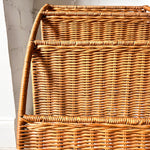 Load image into Gallery viewer, Vintage Three Tier Rattan Magazine Rack Attributed To Raoul Guys
