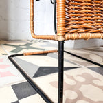 Load image into Gallery viewer, Vintage Three Tier Rattan Magazine Rack Attributed To Raoul Guys
