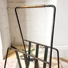 Mid Century Black Iron Magazine Rack With Brass Handle Attributed To Jacques Adnet