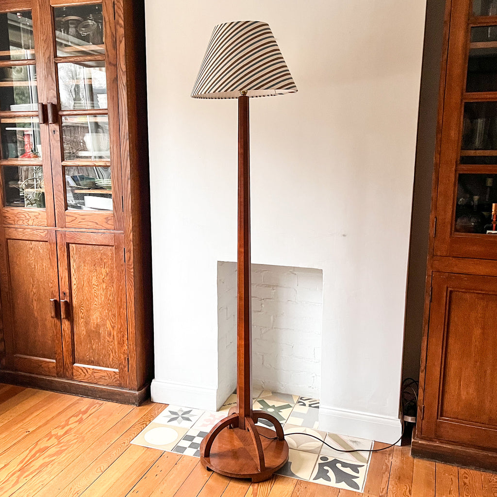 Vintage Art Deco Walnut Standard Lamp