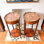 Load image into Gallery viewer, A Pair Of Antique French Bedside Tables With Marble Tops And Brass Galleries
