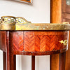 A Pair Of Antique French Bedside Tables With Marble Tops And Brass Galleries