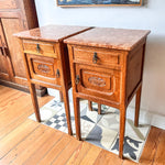 Load image into Gallery viewer, A Pair Of Continental Bedside Cabinets With Marble Tops
