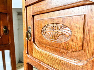 A Pair Of Continental Bedside Cabinets With Marble Tops