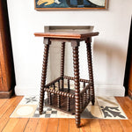 Load image into Gallery viewer, French Antique Bobbin Two Tier Side Table With Parquetry Top
