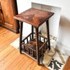 French Antique Bobbin Two Tier Side Table With Parquetry Top