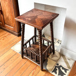 Load image into Gallery viewer, French Antique Bobbin Two Tier Side Table With Parquetry Top
