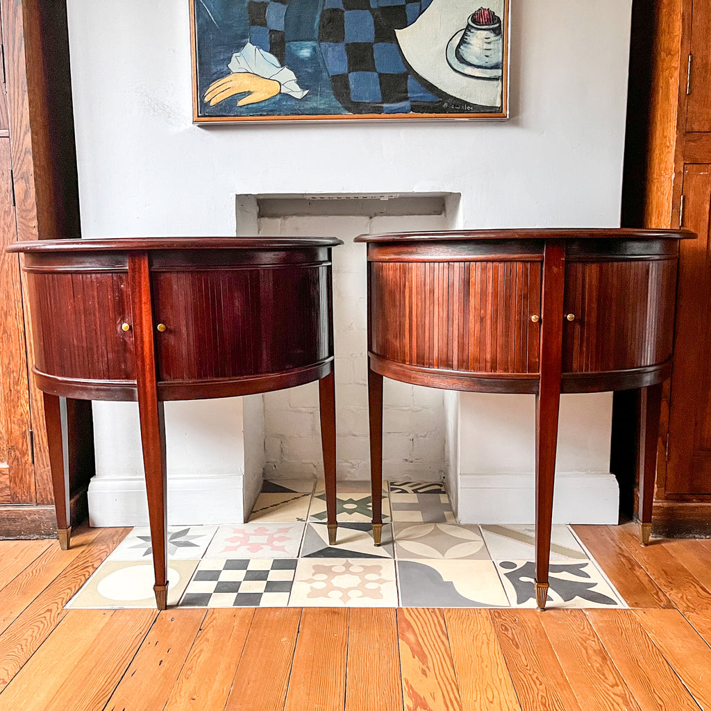 A Near Pair Of Continental Demi Lune Tambour Cabinets