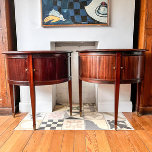 A Near Pair Of Continental Demi Lune Tambour Cabinets