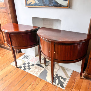 A Near Pair Of Continental Demi Lune Tambour Cabinets