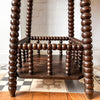French Antique Bobbin Two Tier Side Table With Parquetry Top